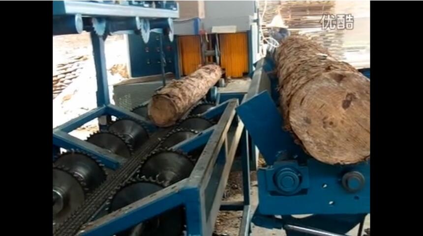 原木多片鋸400型自動(dòng)翻料進(jìn)料 湖南邵陽加工現(xiàn)場(chǎng)