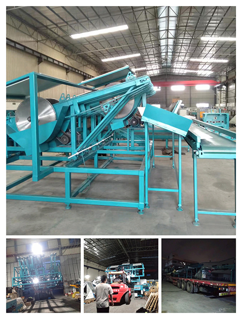 2023年8月24日發廣東省佛山市高明區-ZQ200圓木多片斷料鋸、皮帶輸送架、斜坡上料架、圓木堆料架